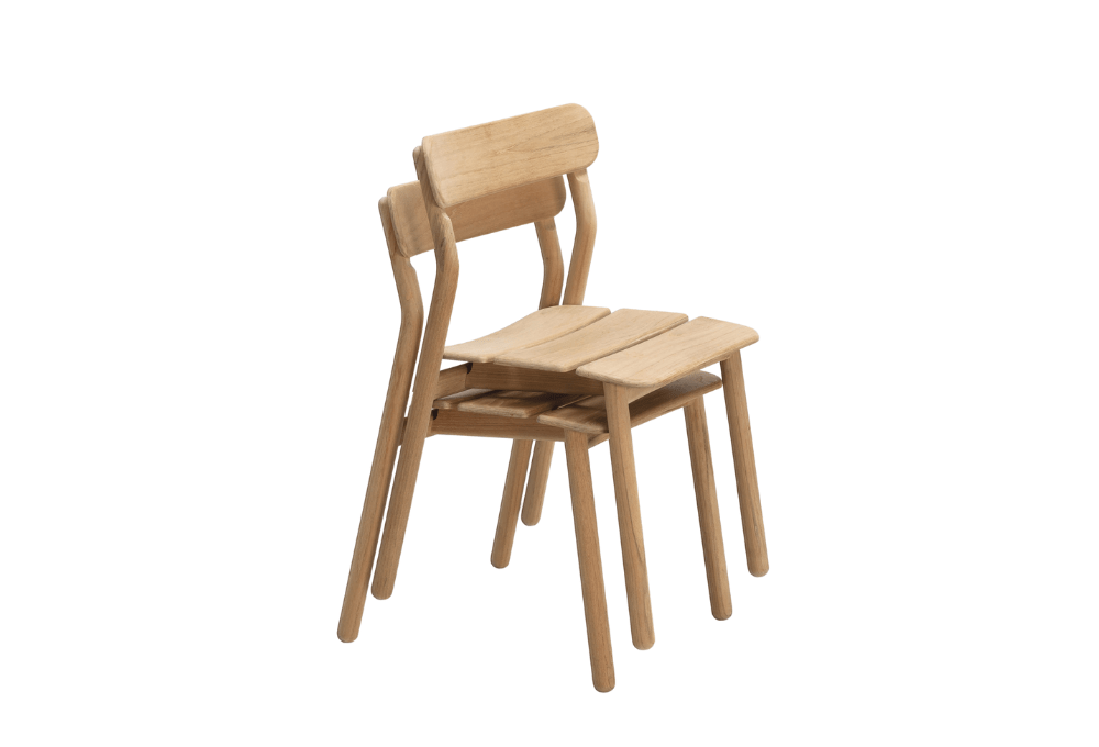 Kristalia Stria outdoor stapelbar Teakholzleisten