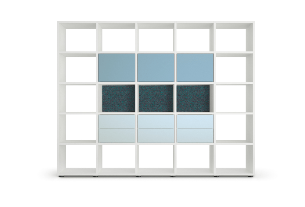 werner works basic view freies regalsystem mit modulen blau stoff