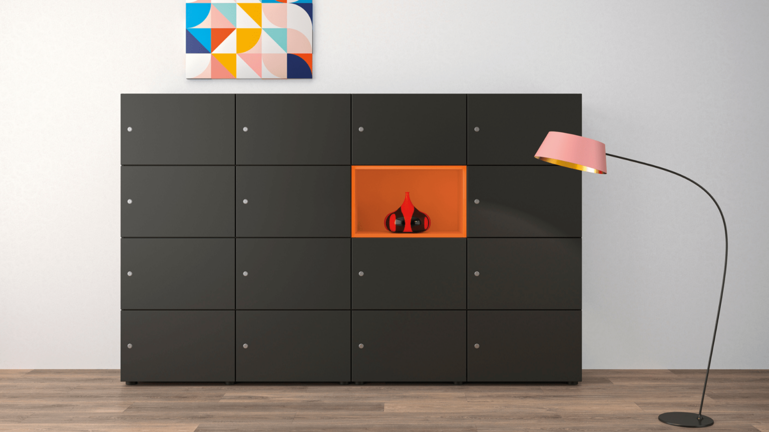 werner works lockers garderobe wohnzimmer modular bunt