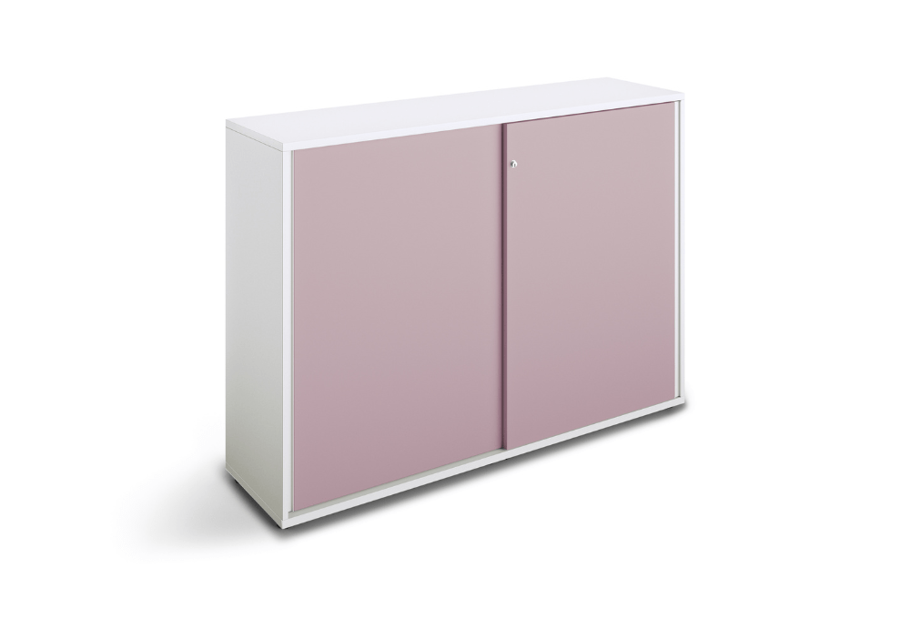 werner works schranksystem basic s weiß rosa Fronten schiebetür office