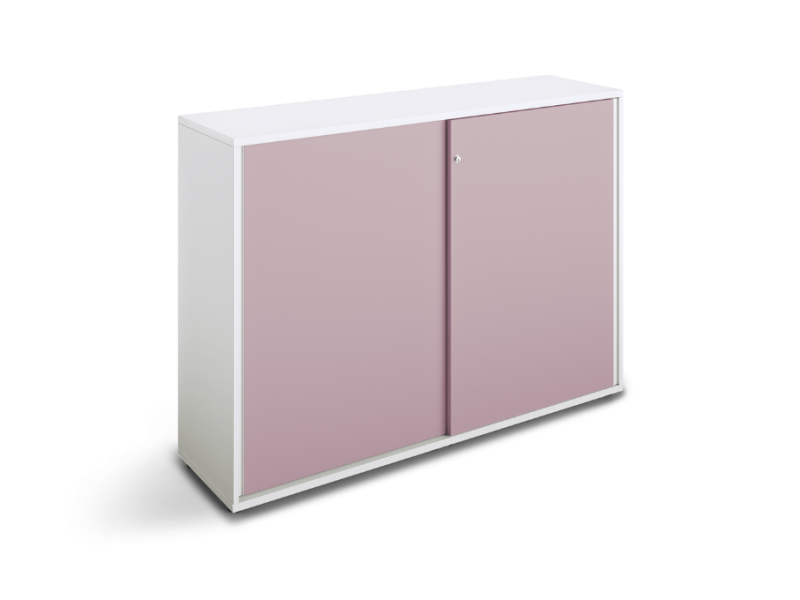 werner works schranksystem basic s weiß rosa Fronten schiebetür office