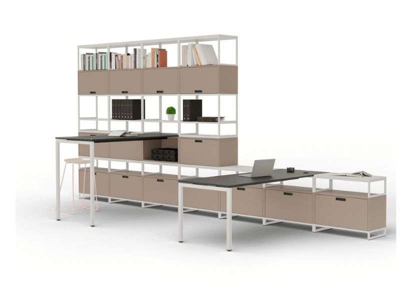 VARIO M1 Arbeitsplatz Büro beige offen individuell modular office